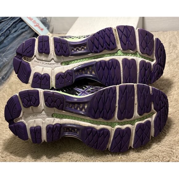 Asics Gel Nimbus 18 Running Shoes Womens Black Purple Green T557N Size 6.5 - Picture 11 of 14